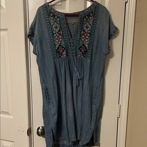 Embroidered Denim dress